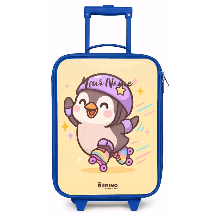 Kawai - Pinguin - Rolschaatsen Kinderkoffer - Blauw klein -zz3dotto