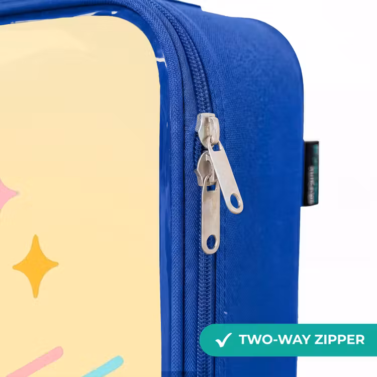 Kawai - Pinguin - Rolschaatsen Kinderkoffer - Blauw klein -rits_EN
