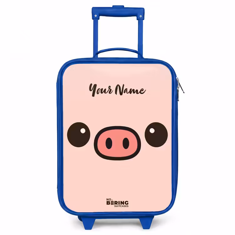 Kawai - Varken - Roze Kinderkoffer - Blauw klein -3d