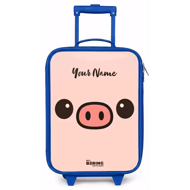 Kawai - Varken - Roze Kinderkoffer - Blauw klein -zz3dotto