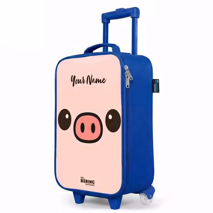 Kawai - Varken - Roze Kinderkoffer - Blauw klein -productfoto_schuin