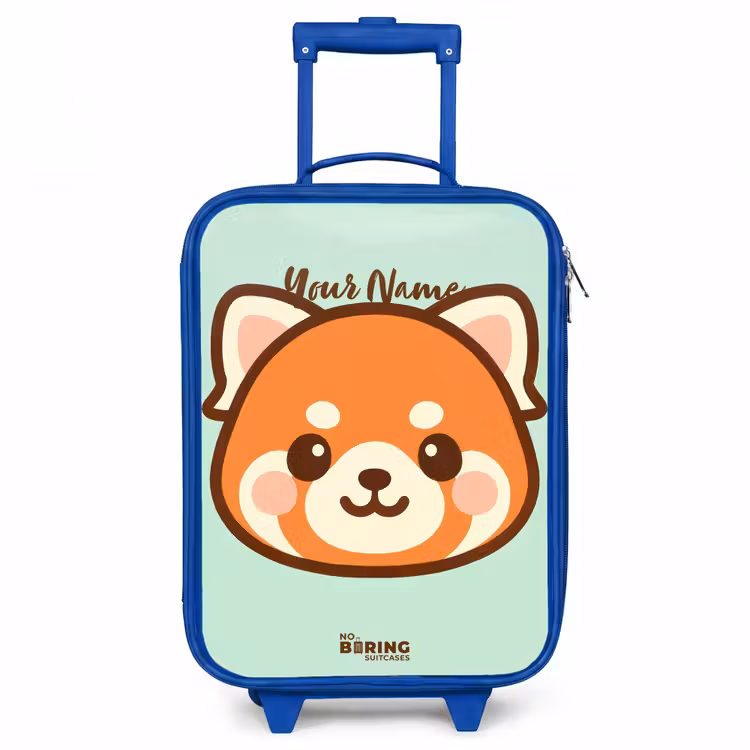 Kawai - Rode panda - Groen Kinderkoffer - Blauw klein -3d