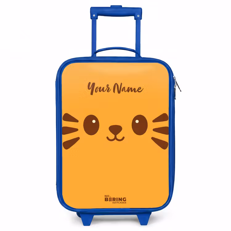 Kawai - Tijger - Oranje Kinderkoffer - Blauw klein -3d
