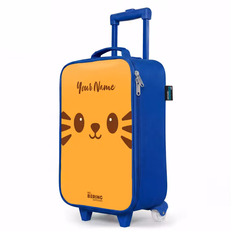 Kawai - Tijger - Oranje Kinderkoffer - Blauw klein -productfoto_schuin