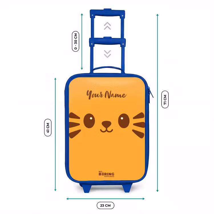 Kawai - Tijger - Oranje Kinderkoffer - Blauw klein -productfoto_formaten