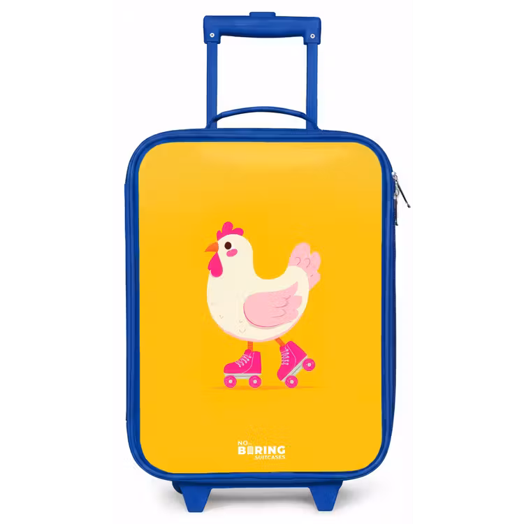 Kip - Rolschaatsen - Geel Kinderkoffer - Blauw klein -zz3dotto