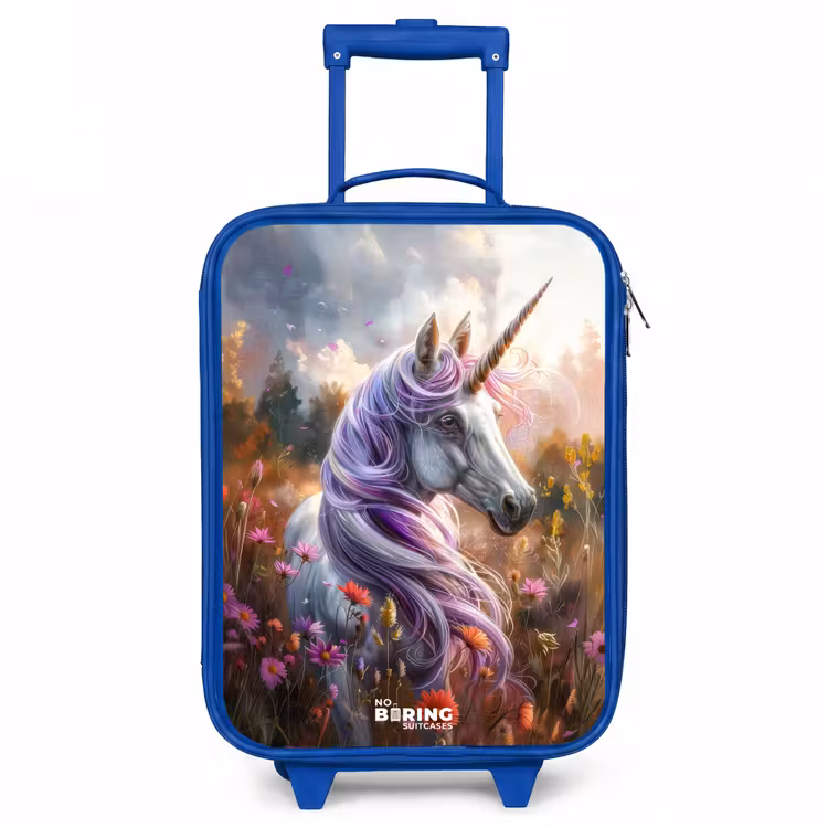 Lavendel lentehoorn Kinderkoffer - Blauw klein -3d
