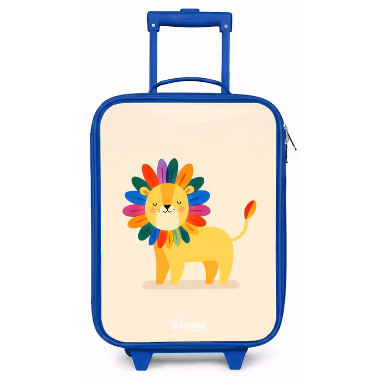 Leeuw - Manen - Kleurrijk Kinderkoffer - Blauw klein -zz3dotto