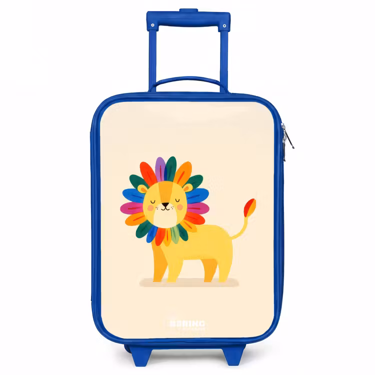 Leeuw - Manen - Kleurrijk Kinderkoffer - Blauw klein -3d
