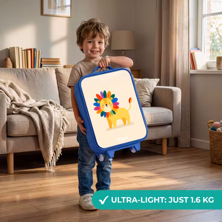 Leeuw - Manen - Kleurrijk Kinderkoffer - Blauw klein -sfeer2_EN