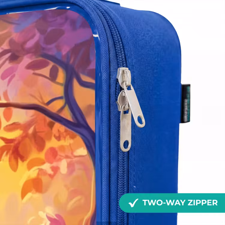 Hertje en uil in een roze sprookjesbos Kinderkoffer - Blauw klein -rits_EN
