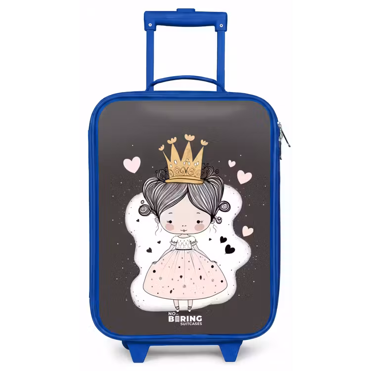 Kleine prinses op zwarte achtergrond Kinderkoffer - Blauw klein -zz3dotto