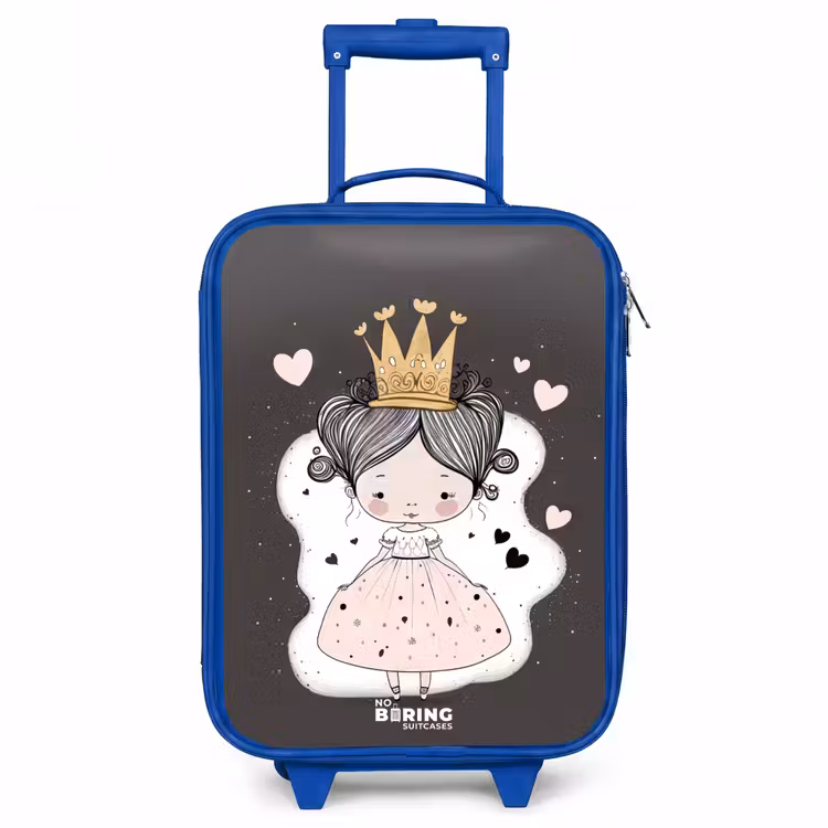 Kleine prinses op zwarte achtergrond Kinderkoffer - Blauw klein -3d