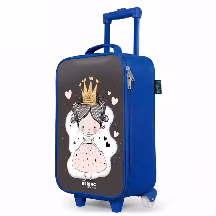 Kleine prinses op zwarte achtergrond Kinderkoffer - Blauw klein -productfoto_schuin