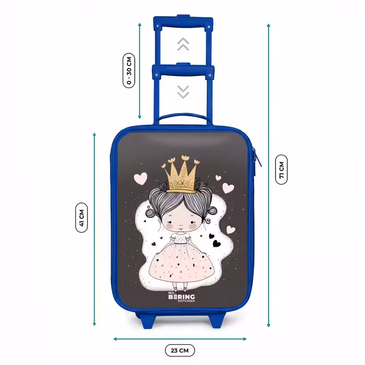 Kleine prinses op zwarte achtergrond Kinderkoffer - Blauw klein -productfoto_formaten