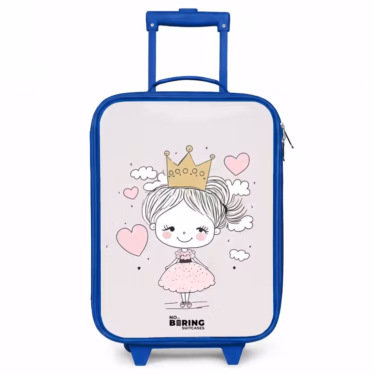 Kleine prinses met hartjes Kinderkoffer - Blauw klein -3d