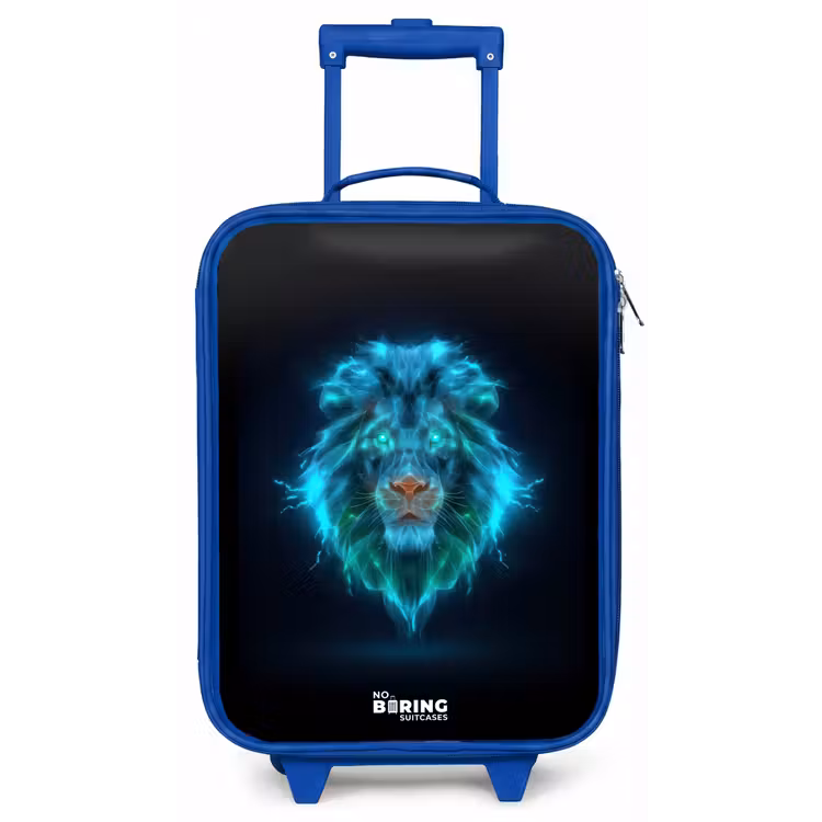 Lichtgevende leeuw Kinderkoffer - Blauw klein -zz3dotto