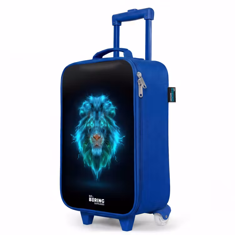 Lichtgevende leeuw Kinderkoffer - Blauw klein -productfoto_schuin