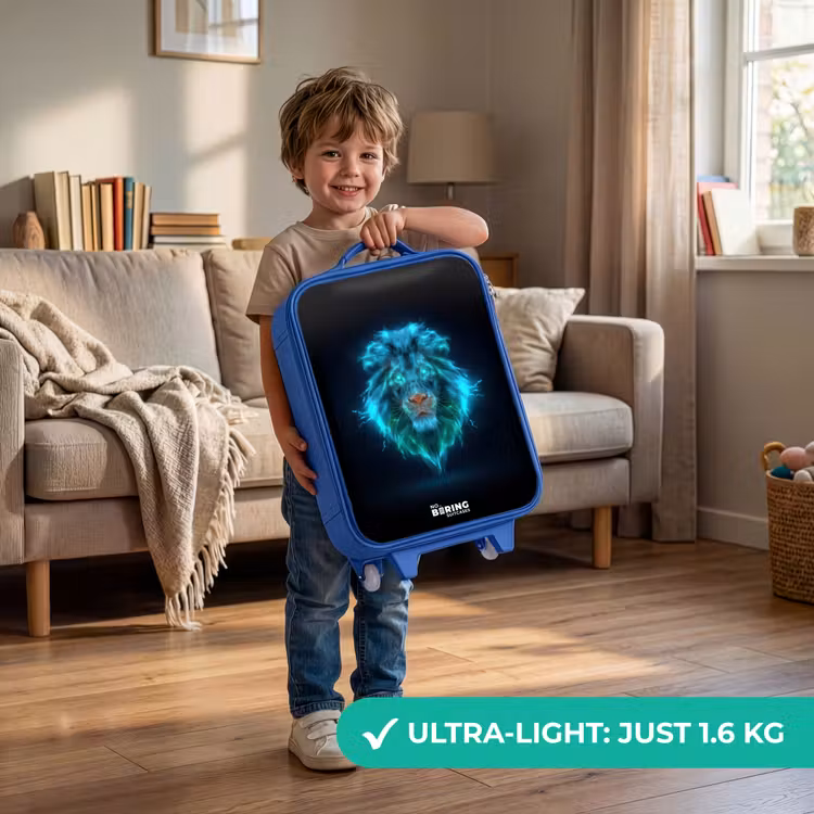 Lichtgevende leeuw Kinderkoffer - Blauw klein -sfeer2_EN