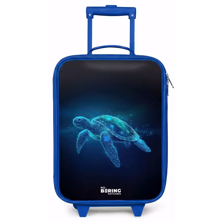 Lichtgevende schildpad in digitale oceaan Kinderkoffer - Blauw klein -zz3dotto