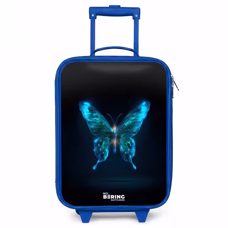 Magische digitale vlinder Kinderkoffer - Blauw klein -3d