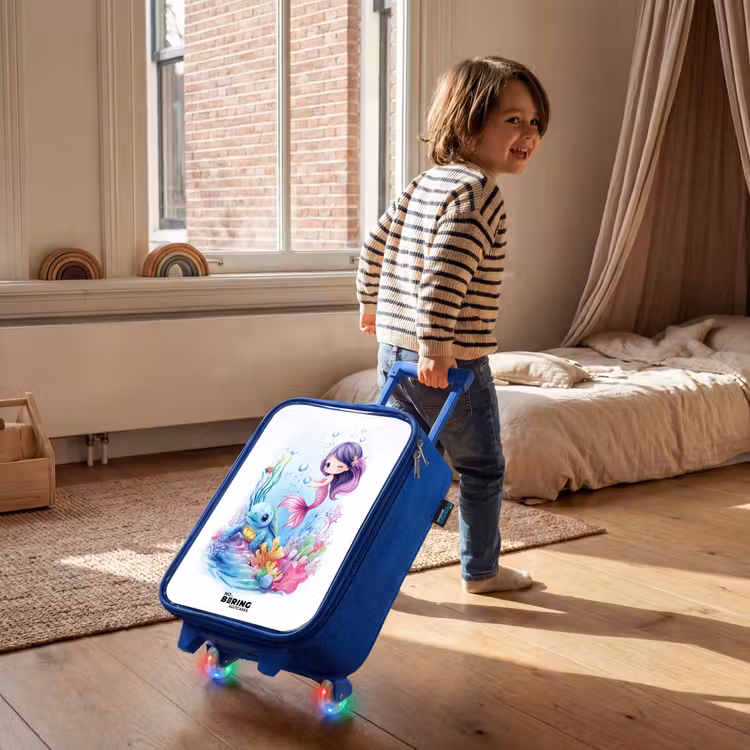 Zeemeermin met blauw schildpad tussen koraal Kinderkoffer - Blauw klein -sfeer1