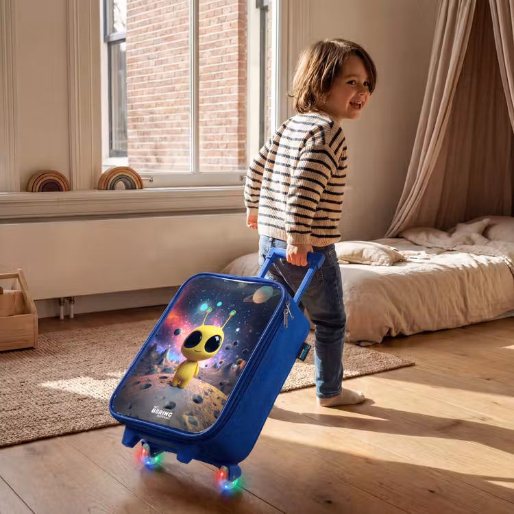 Vrolijk buitenaards wezentje Kinderkoffer - Blauw klein -sfeer1