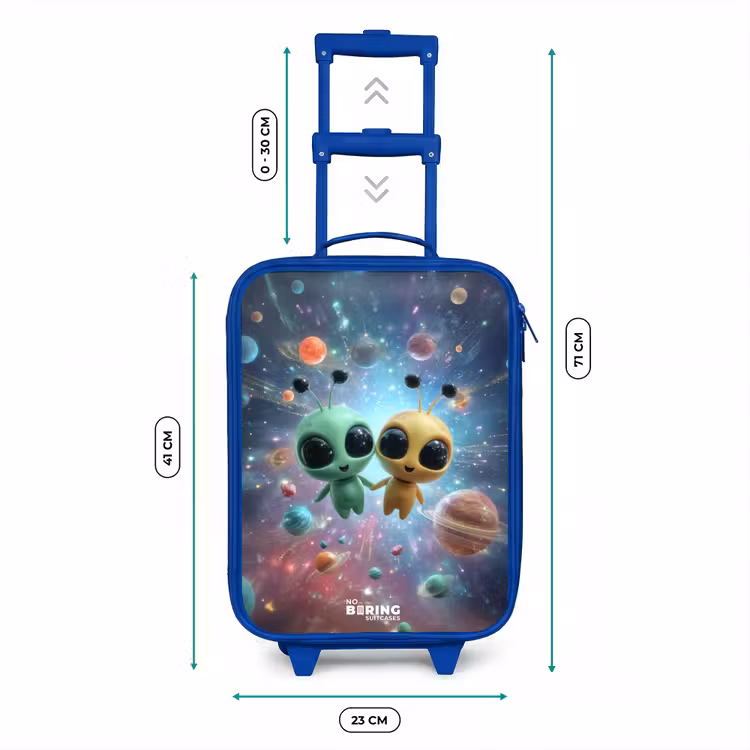 Vrolijke buitenaardse vrienden Kinderkoffer - Blauw klein -productfoto_formaten