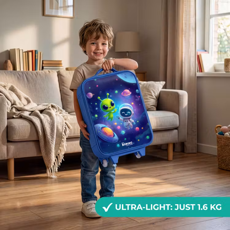 Vrolijke Ontmoeting in de Ruimte Kinderkoffer - Blauw klein -sfeer2_EN