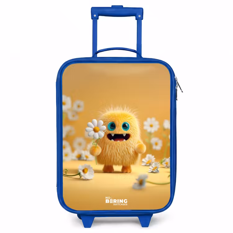 Monster - Wezen - Bloem - Geel Kinderkoffer - Blauw klein -3d