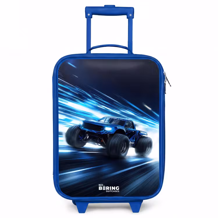 Monstertruck raast door lichtsnelheid Kinderkoffer - Blauw klein -3d