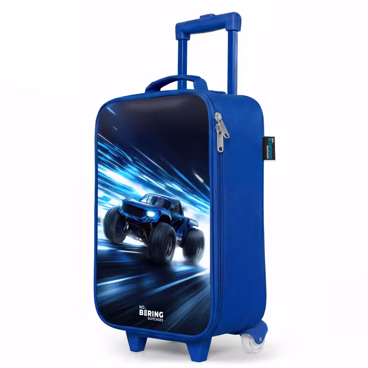 Monstertruck raast door lichtsnelheid Kinderkoffer - Blauw klein -productfoto_schuin