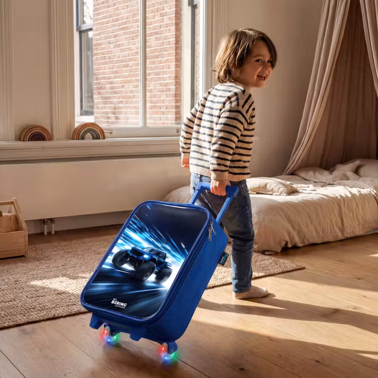 Monstertruck raast door lichtsnelheid Kinderkoffer - Blauw klein -sfeer1