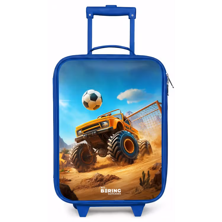 Monstertruck scoort goal in woestijnstadion Kinderkoffer - Blauw klein -zz3dotto