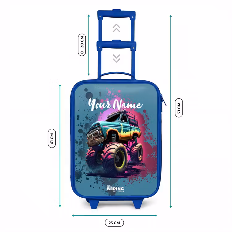 Monster Wheels Kinderkoffer - Blauw klein -productfoto_formaten