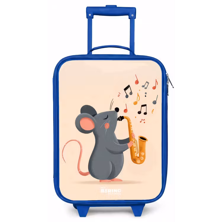 Muis - Saxofoon - Muziek Kinderkoffer - Blauw klein -zz3dotto
