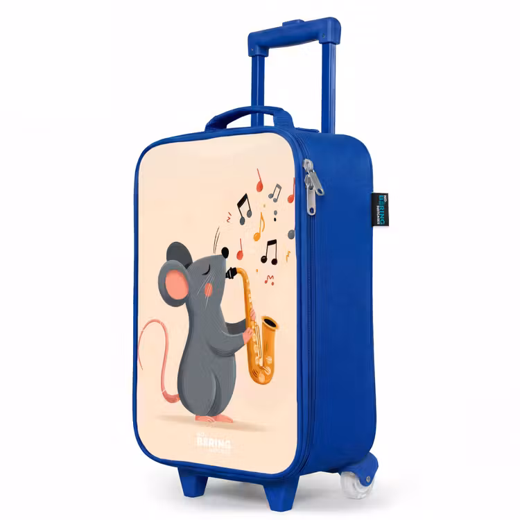 Muis - Saxofoon - Muziek Kinderkoffer - Blauw klein -productfoto_schuin