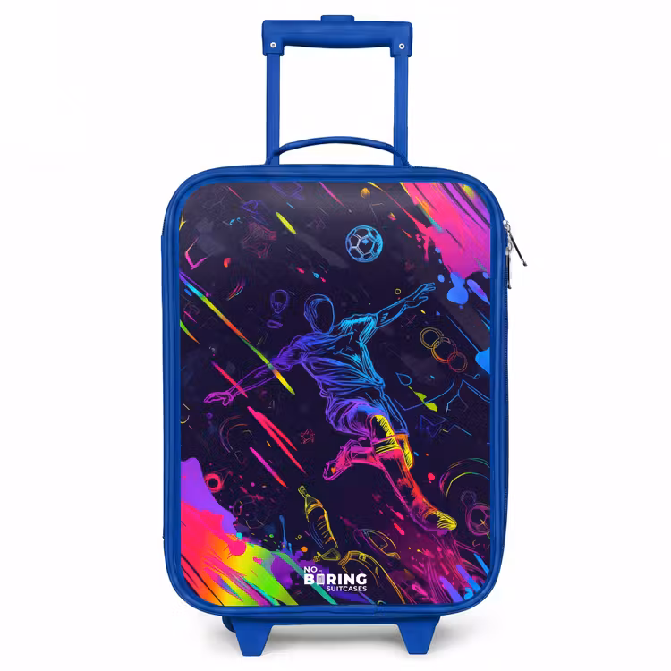 Neon actievolle voetbalspeler Kinderkoffer - Blauw klein -3d