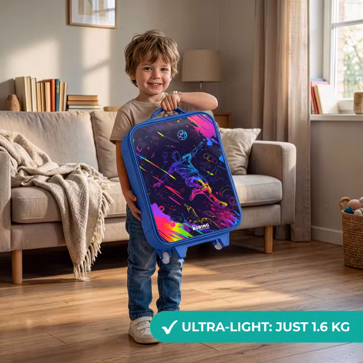 Neon actievolle voetbalspeler Kinderkoffer - Blauw klein -sfeer2_EN