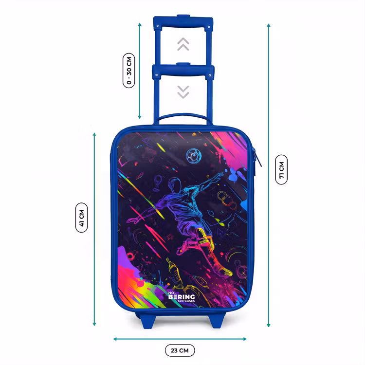 Neon actievolle voetbalspeler Kinderkoffer - Blauw klein -productfoto_formaten