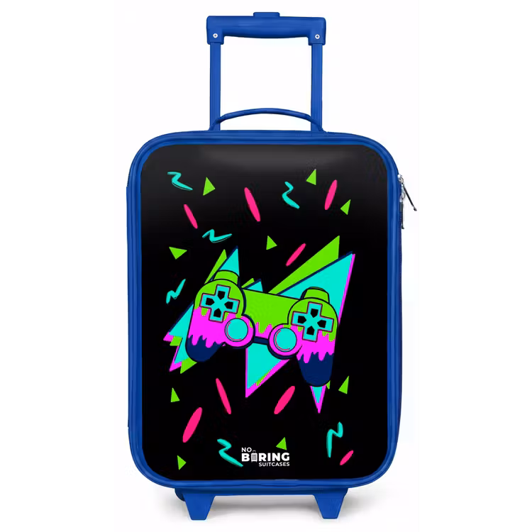 Neon controller op zwart Kinderkoffer - Blauw klein -zz3dotto