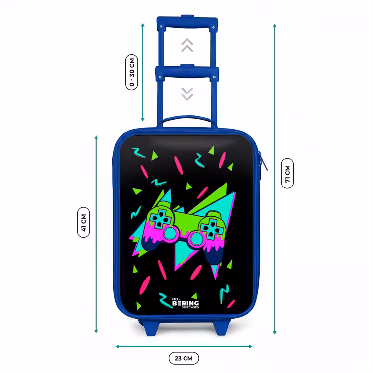 Neon controller op zwart Kinderkoffer - Blauw klein -productfoto_formaten