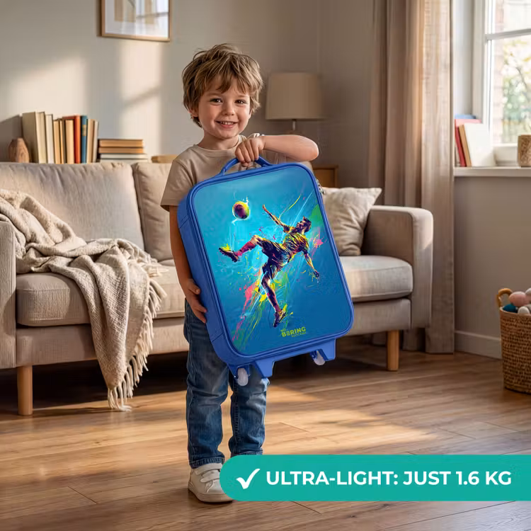 Neon - Voetbal - Schop - Kleurrijk Kinderkoffer - Blauw klein -sfeer2_EN
