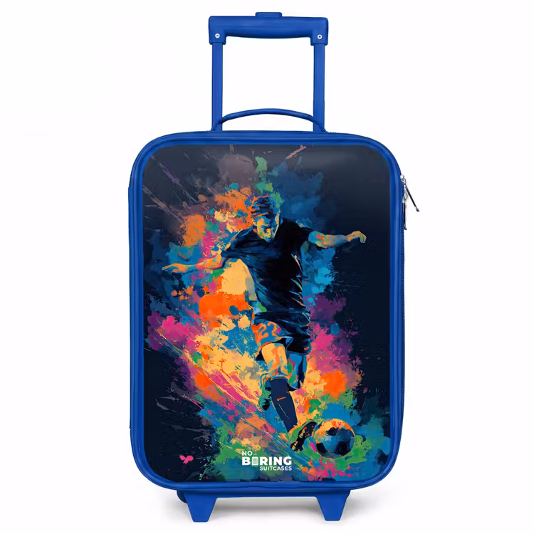 Neon - Voetballer - Kleurrijk Kinderkoffer - Blauw klein -3d