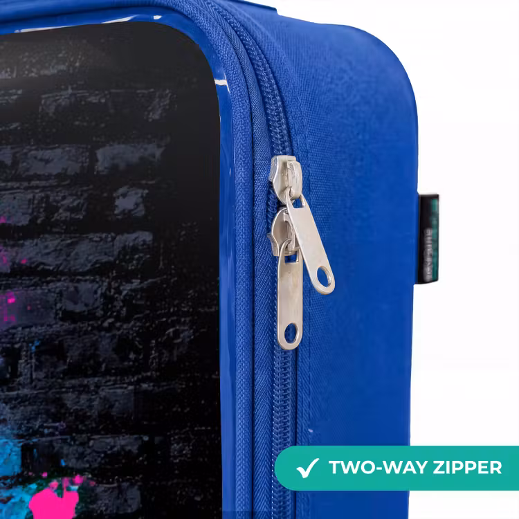 Neon - Graffiti - Voetbal - Kleurrijk Kinderkoffer - Blauw klein -rits_EN