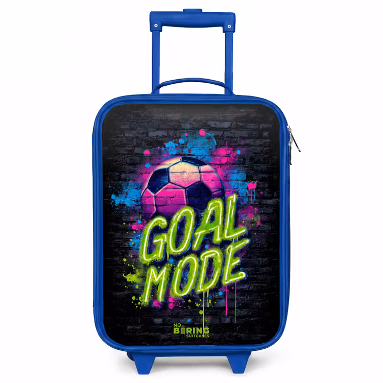 Neon - Graffiti - Voetbal - Kleurrijk Kinderkoffer - Blauw klein -3d