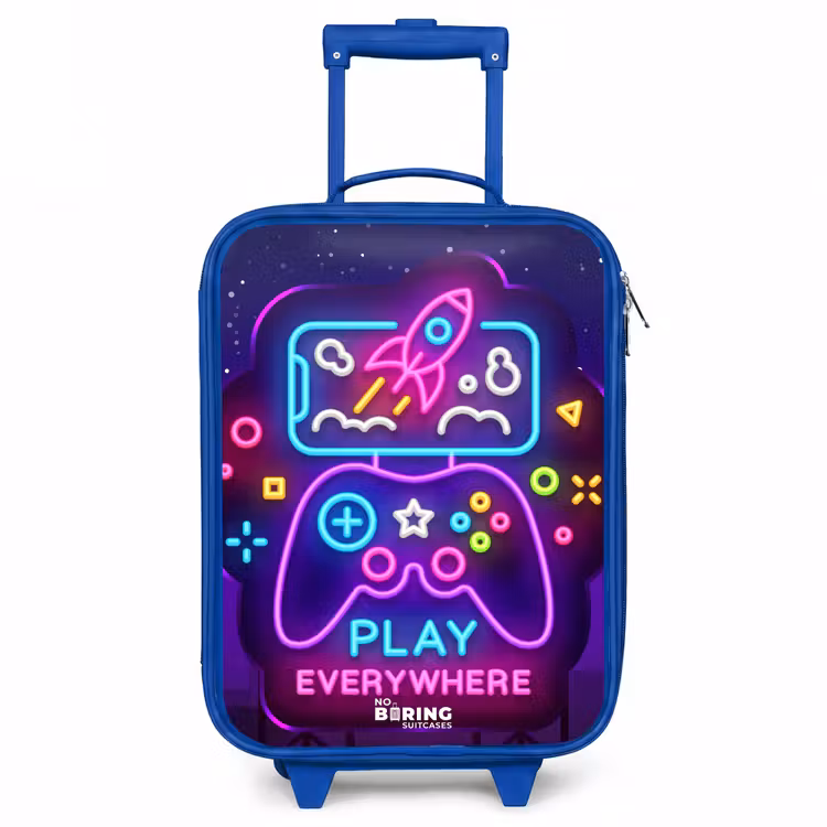 Neonbord met controller Kinderkoffer - Blauw klein -3d