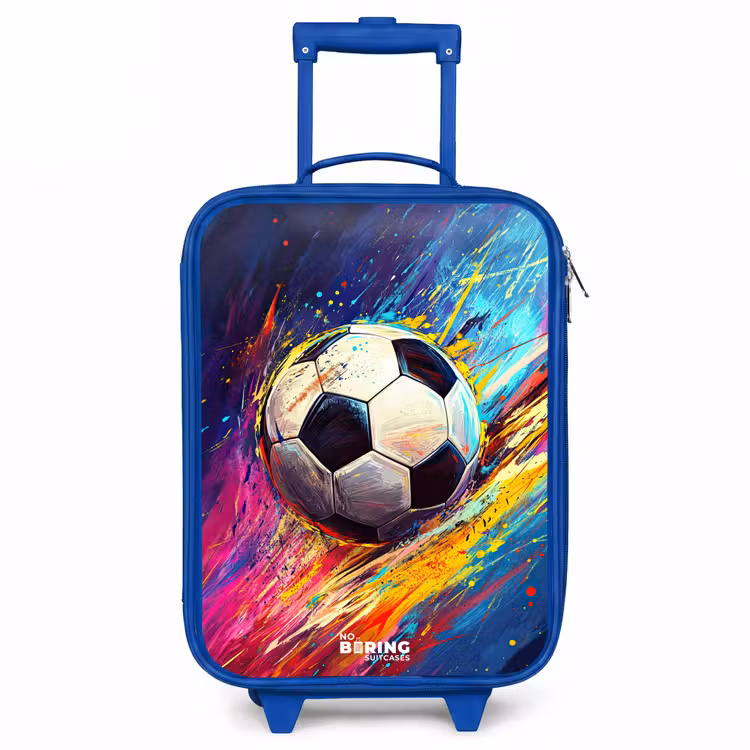 Neon - Voetbal - Kleurrijk Kinderkoffer - Blauw klein -3d