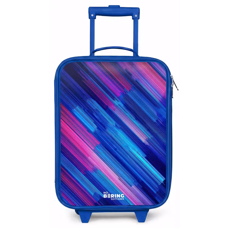 Neon - Strepen - Abstract - Blauw - Roze Kinderkoffer - Blauw klein -zz3dotto