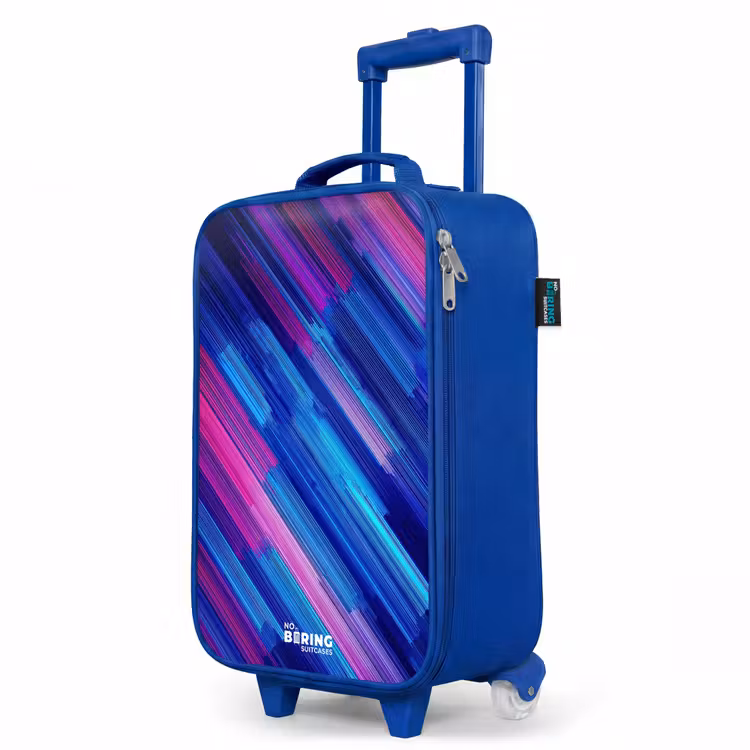 Neon - Strepen - Abstract - Blauw - Roze Kinderkoffer - Blauw klein -productfoto_schuin
